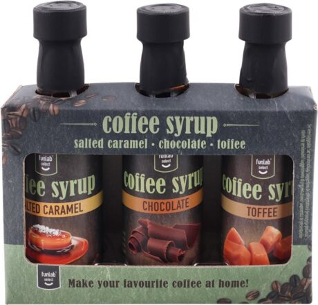 Funlab Select Coffee Syrup set, featuring three 45ml bottles